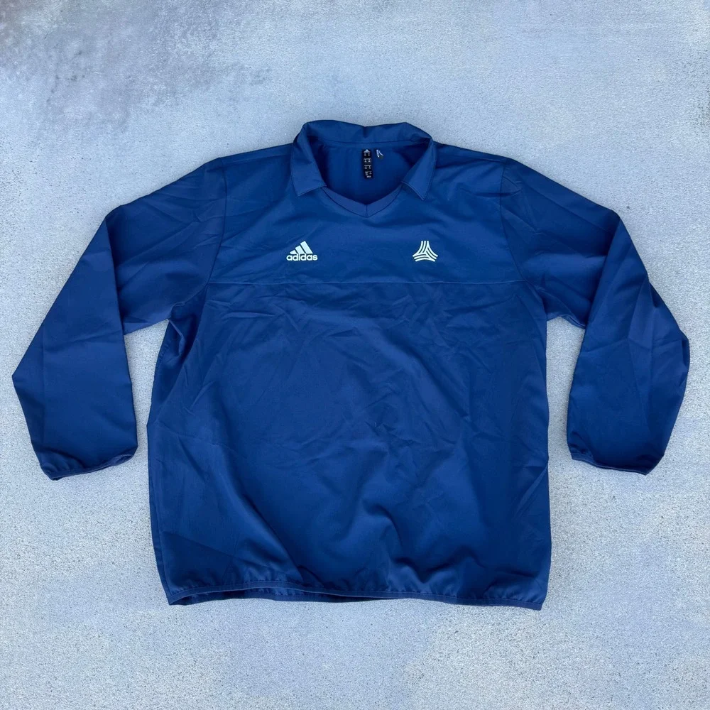 Adidas ClimaStorm Men Size 2XL Navy Blue Pullover Long Sleeve Athletic Jacket‎